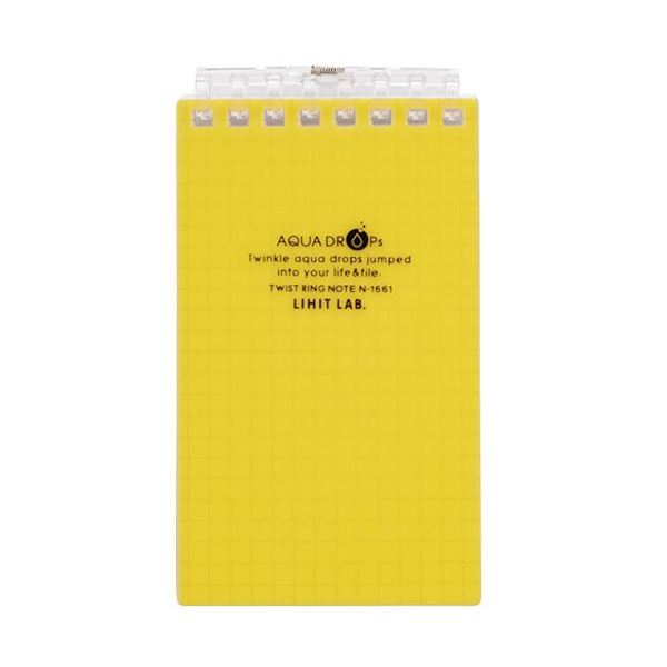 （まとめ） リヒトラブ AQUA DROPsツイストノート（メモサイズ） 125×72mm 8穴 5mm方眼罫 黄 40枚 N-1661-5 1冊 (×30セット) |b04