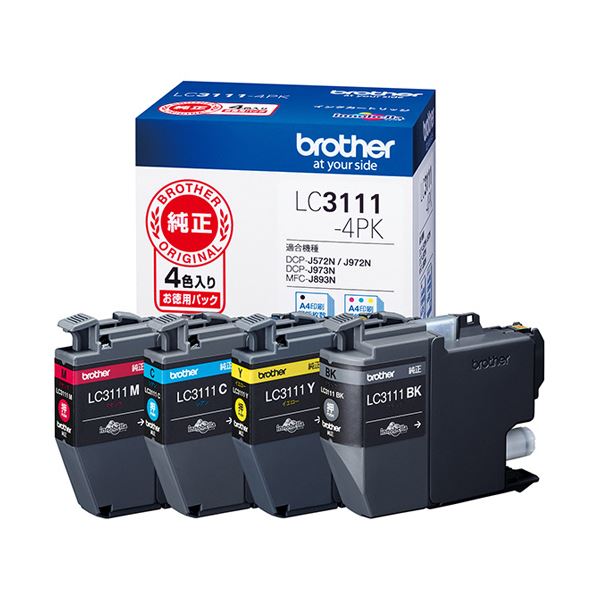 ブラザー インクカートリッジ 4色パックLC3111-4PK 1箱(4個:各色1個) |b04の通販は 5,172円