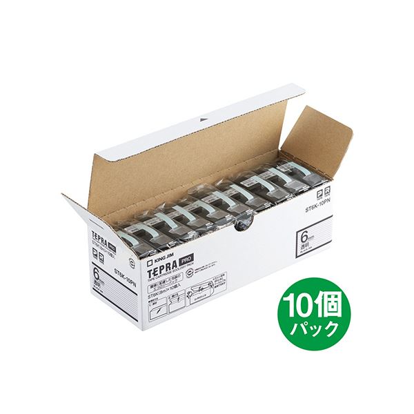 キングジム テプラ PROテープカートリッジ 6mm 透明/黒文字 エコパック ST6K-10PN 1セット(30個:10個×3パック) |b04の通販は