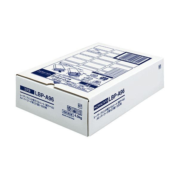 コクヨ モノクロレーザープリンタ用紙ラベル A4 バーコード用（27面）25×56mm LBP-A96 1冊（500シート） |b04の通販は 21,809円