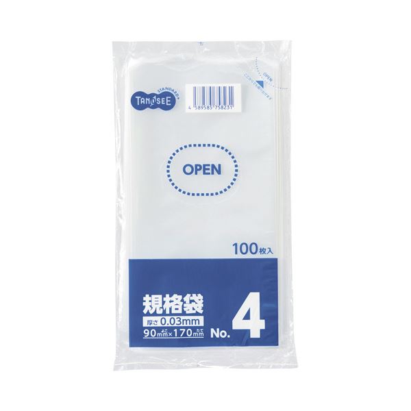 （まとめ）TANOSEE 規格袋 4号0.03×90×170mm 1セット（2000枚：100枚×20パック）(×5セット) |b04の通販は