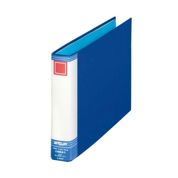（まとめ）ライオン事務器 パイプ式ファイル（リユースタイプ） B4ヨコ 300枚収容 30mmとじ 背幅51mm ブルー No.730RU 1冊 (×5セット) |b04の通販は