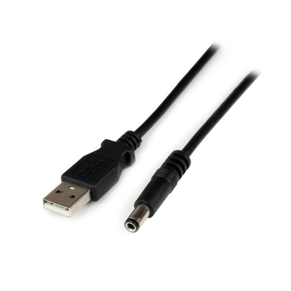 （まとめ）StarTech.com USB-5VDC電源供給ケーブル 1m DCプラグ（外形5.5mm/内径2.5mm） ブラック USB2TYPEN1M 1本 (×5セット) |b04