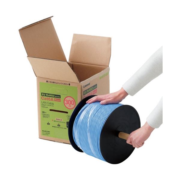 エレコム EU RoHS指令準拠CAT6A対応 長尺LANケーブル ブルー 300m/簡易パッケージ仕様 LD-GPAL/BU300RS 1箱 |b04の通販は