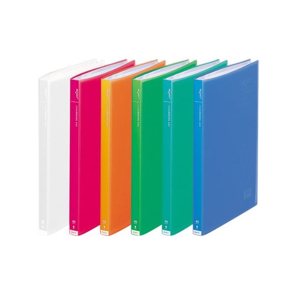 リヒトラブ リクエスト 透明クリヤーブック A4タテ 40ポケット 背幅20mm イエローグリーン G3102-6 1セット(6冊) |b04