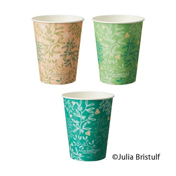 TANOSEE 紙コップ BerryLeaf(ベリーリーフ) 275ml(9オンス) 1セット(2500個：100個×25パック) |b04