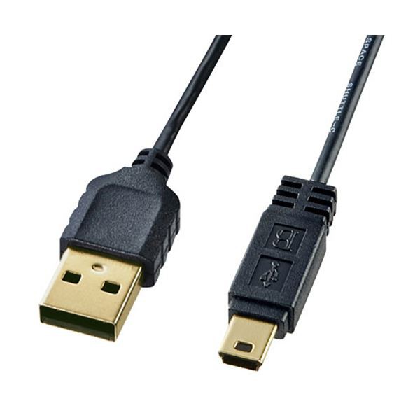 （まとめ）サンワサプライ 極細ミニUSBケーブル(A)オス-mini(B)オス ブラック 1m KU-SLAMB510BKK 1本(×10セット) |b04の通販は