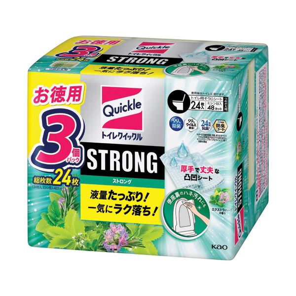 （まとめ） 花王トイレクイックル STRONG エクストラハーブの香り つめかえ用 1パック（24枚） (×5セット) |b04の通販は
