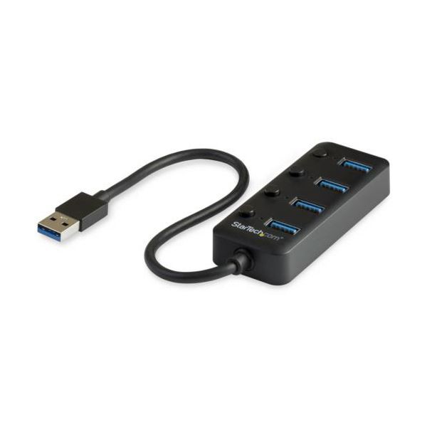 StarTech.com 4ポートUSB3.0ハブ USB-A×4口 オン／オフ・スイッチ付き ブラック HB30A4AIB1個 |b04