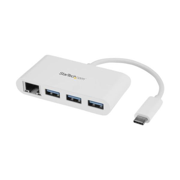 StarTech.com ギガビットEthernetポート搭載 3ポートUSB3.0ハブ USB Type-C接続 ホワイトHB30C3A1GEA 1個 |b04