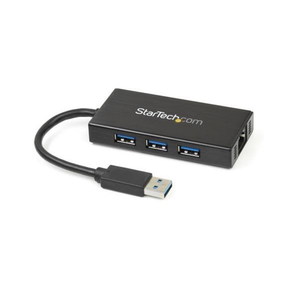 StarTech.com 3ポートUSB3.0ハブ付きLANアダプタ ギガビットEthernet対応 ブラック ST3300GU3B1個 |b04