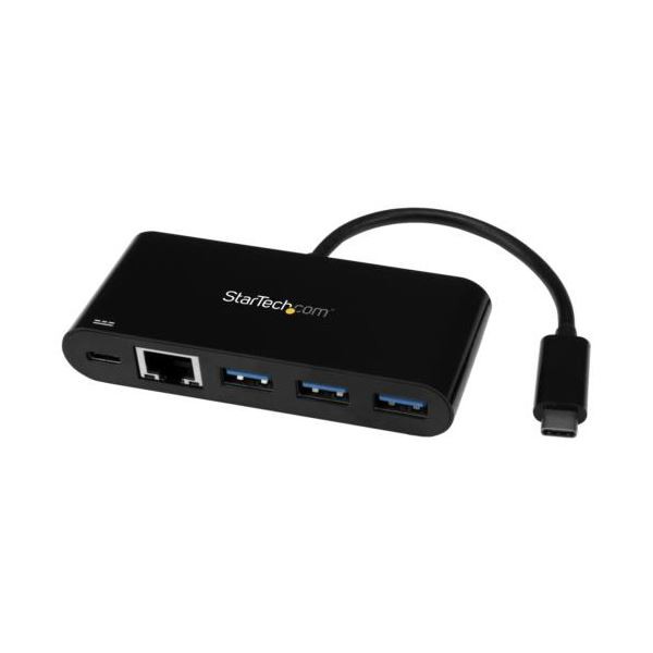 StarTech.com USB Type-C接続 3ポートUSB3.0ハブ USB給電（PD） USB-A×3口／RJ45GbE×1口 ブラック HB30C3AGEPD 1個 |b04