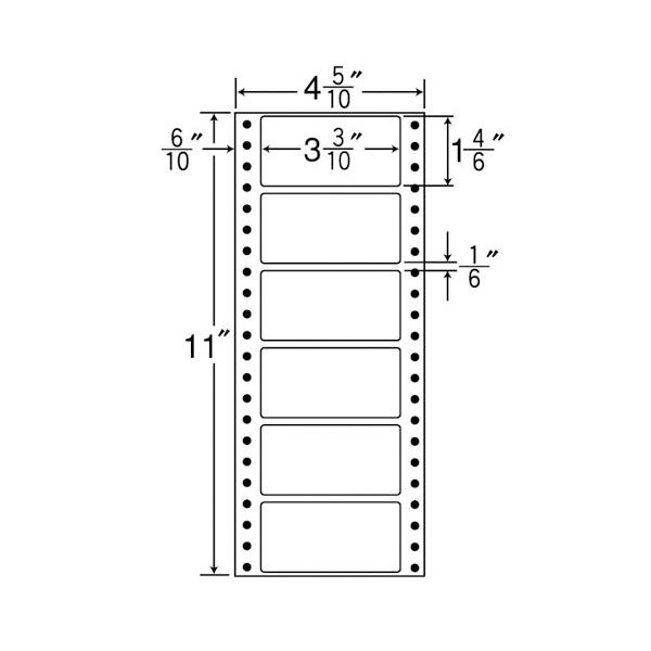 東洋印刷ナナフォーム 連続ラベル Mタイプ 4_5／10×11インチ 6面 84×42mm MM4K1箱（1000折：500折×2冊） |b04