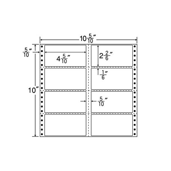 東洋印刷ナナフォーム 連続ラベル Mタイプ 10_5／10×10インチ 8面 114×59mm 横3本縦1本ミシン入 M10C1箱（500折） |b04