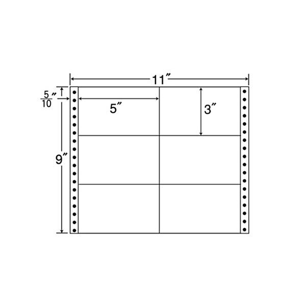 東洋印刷ナナフォーム 連続ラベル Mタイプ 11×9インチ 6面 127×76mm 荷札サイズ M11A 1箱（500折） |b04