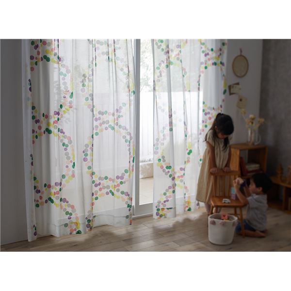 レース カーテン 約幅100×丈176cm ポポロボイル ミックス 1枚入 日本製 デザインライフ レースカーテン リビング ベッドルーム |b04の通販は