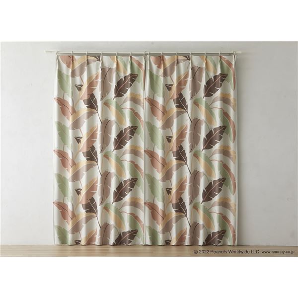 遮光 カーテン 約幅100×丈178cm ワイルドリーフ ピンク 1枚入 日本製 2級遮光 タッセル付き PEANUTS 遮光カーテン スミノエ |b04の通販は