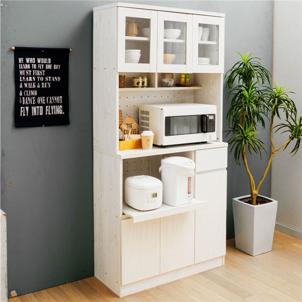 食器棚　レンジボード　ガラス扉 収納 食器棚 レンジボード ガラス扉 収納