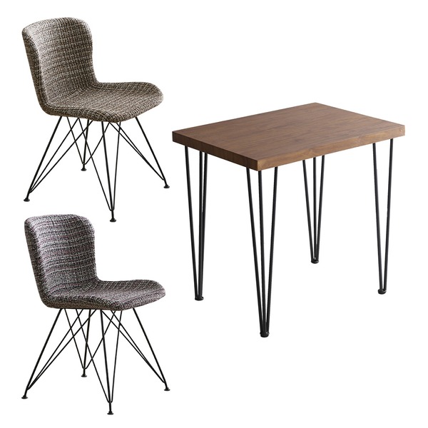 KANA カナ 5点セット(テーブル+チェア4脚) W140-240 お客様組立 北欧テイスト 天然木ウォールナット材 伸縮ダイニング