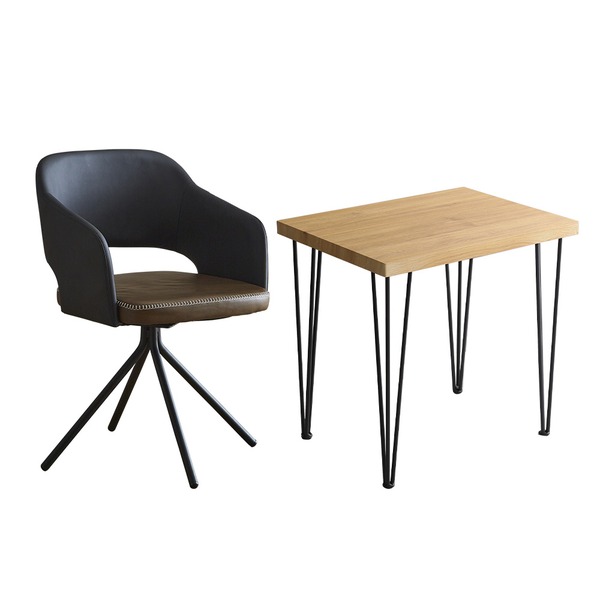 デスクチェア 2点セット パソコンデスク 約幅75cm シャビーオーク レザー調 ラウンドチェア ブラウン 組立品 リビング |b04の通販は 24,200円