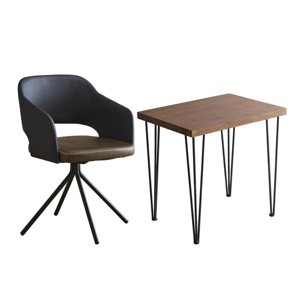 デスクチェア 2点セット パソコンデスク 約幅75cm ウォールナット レザー調 ラウンドチェア ブラウン 組立品 リビング |b04の通販は 24,200円