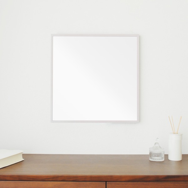 【2個セット】細枠正方形ウォールミラー幅42cm (ホワイト/白) 天然木 鏡 スリム 高級感 木製 飛散防止加工 壁掛け オシャレ 北欧風 玄関 トイレ 洗面 日本製 完成品 NK-9【メーカー直送】代引き・銀行振込前払い不可・同梱不可の通販はその他鏡