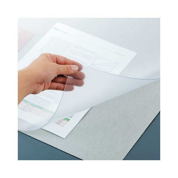 クラウン 再生オレフィンデスクマット OAデスクタイプ・ダブル（グレー下敷付） CR-OM146WR-LGR 1枚 |b04