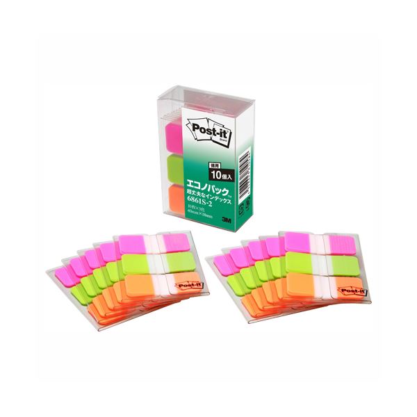 （まとめ） 住友スリーエム ポストイット(R) 超丈夫なインデックス エコノパック(TM) 製品 6861S-2 混色3色 10個入 (×2セット) |b04の通販は 7,110円