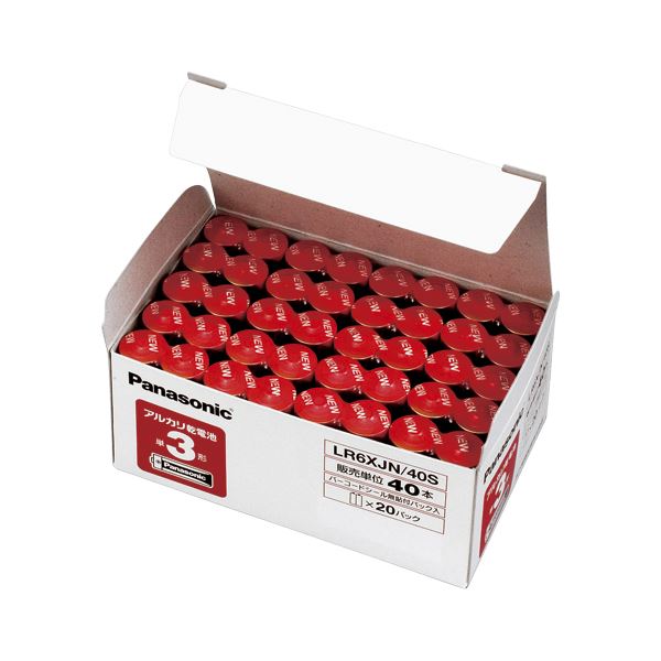 （まとめ） パナソニック アルカリ乾電池 パナソニックアルカリ（金） オフィス電池 LR6XJN/40S(40本入) (×3セット) |b04の通販は