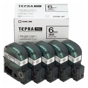 キングジム テプラPROテープエコパック 透明ラベル5個入 ST6K-5P |b04の通販は