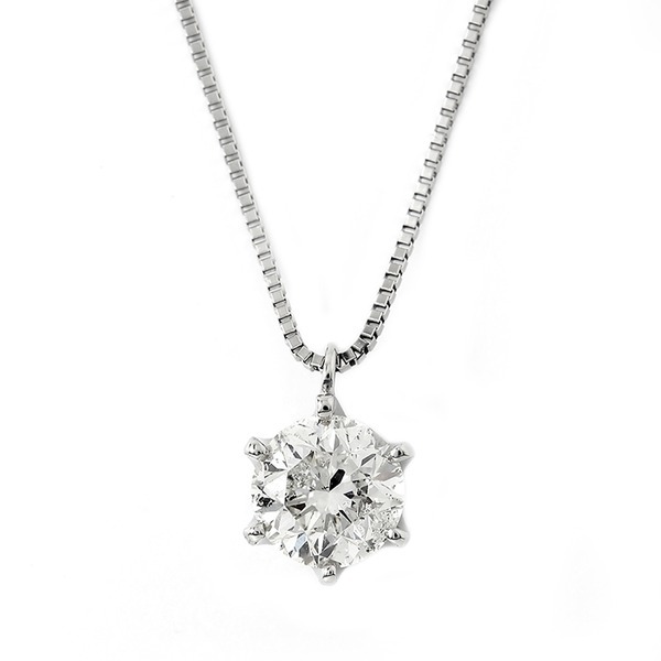 ダイヤモンドペンダント／ネックレス 一粒 1カラット プラチナ Pt900 大粒 1ct 照り重視 ダイヤネックレス 6本爪 Hカラー SI2 Good 鑑定書付き【メーカー直送】代引き・銀行振込前払い不可・同梱不可の通販は