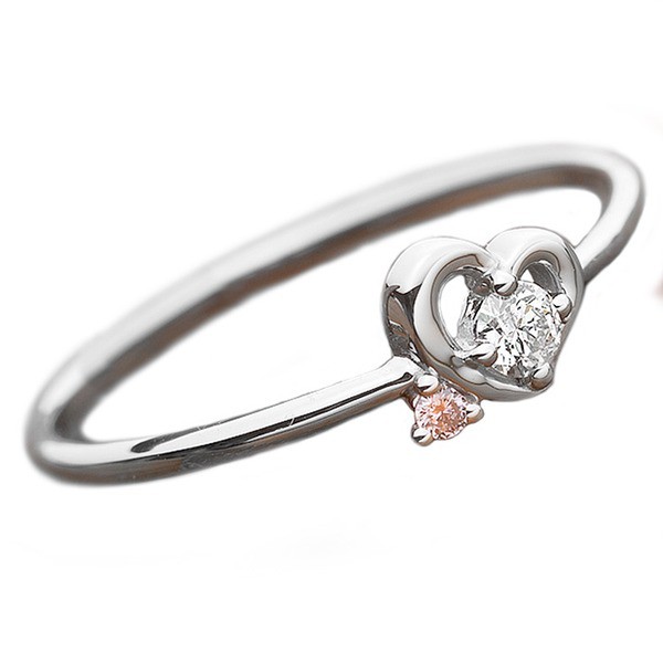 ダイヤモンド リング ダイヤ ピンクダイヤ 合計0.06ct 11.5号 プラチナ Pt950 ハートモチーフ 指輪 ダイヤリング 鑑別カード付き |b04の通販は