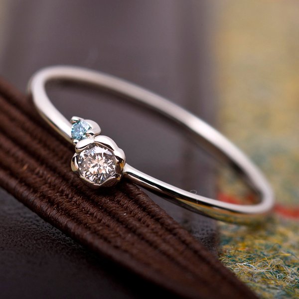 ダイヤモンド リング ダイヤ0.05ct アイスブルーダイヤ0.01ct 合計0.06ct 10.5号 プラチナ Pt950 フラワーモチーフ 指輪 ダイヤリング 鑑別カード付き【メーカー直送】代引き・銀行振込前払い不可・同梱不可の通販は