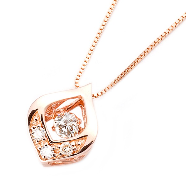 ダイヤモンド ネックレス K18 ピンクゴールド 0.1ct ダンシングストーン ダイヤモンドスウィング 雫モチーフ 一粒 揺れるダイヤ ペンダント 鑑別カード付き【メーカー直送】代引き・銀行振込前払い不可・同梱不可の通販は