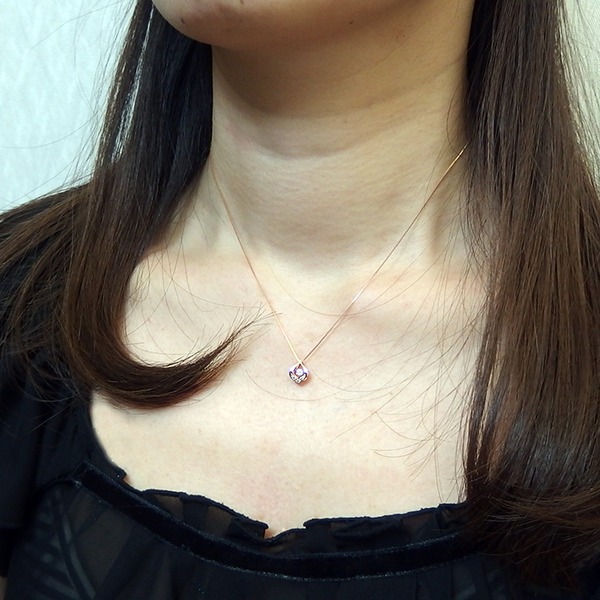 ダイヤモンド ネックレス K18 ピンクゴールド 0.1ct ダンシング 