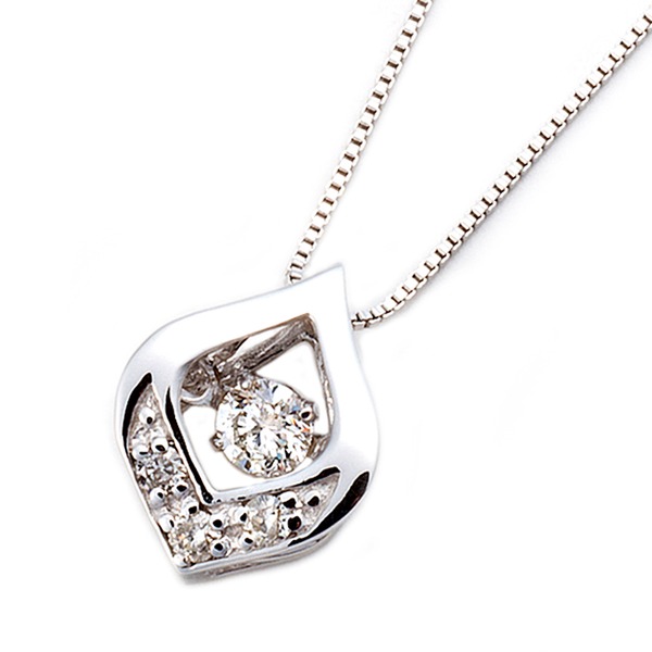 ダイヤモンド ネックレス 一粒 K18 ホワイトゴールド 0.1ct ダンシングストーン ダイヤモンドスウィング 雫モチーフ 揺れるダイヤ ペンダント 鑑別カード付き【メーカー直送】代引き・銀行振込前払い不可・同梱不可