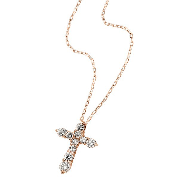 2022年春夏 K18WG/YG/PG【0.2ct】ダイヤモンド クロス ネックレス 