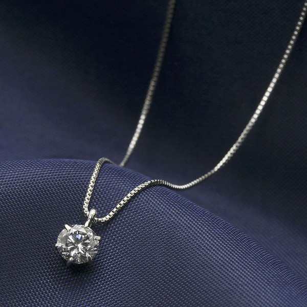 ダイヤモンド ネックレス 一粒 プラチナ Pt900 0.3ct 6本爪 ダイヤ