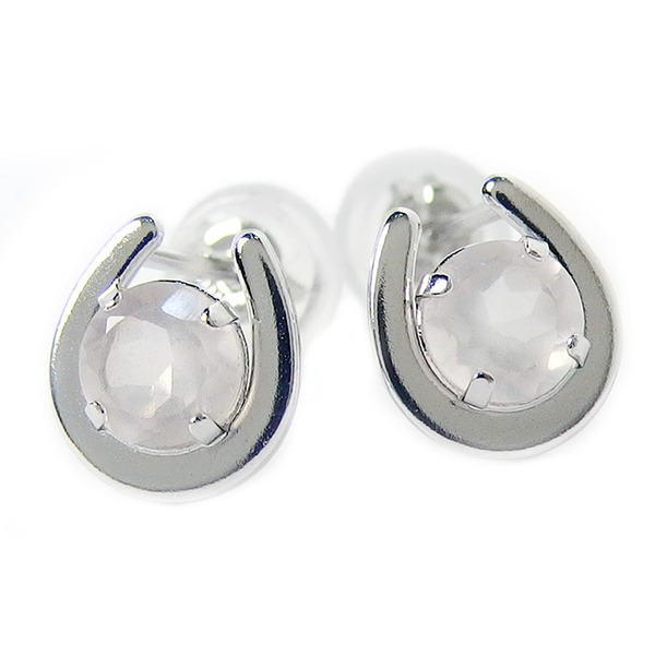 ピアス ローズクォーツ K14 ホワイトゴールド 10月 誕生石 馬蹄 スタッド シンプル シリコン製ダブルロックキャッチ【メーカー直送】代引き・銀行振込前払い不可・同梱不可の通販は