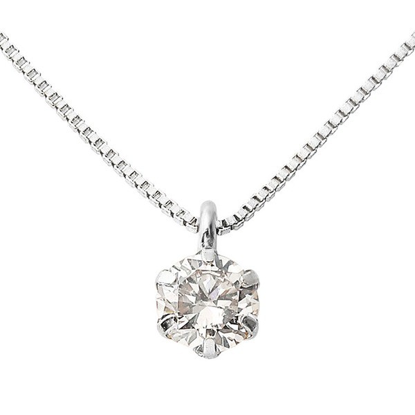 ダイヤモンド ネックレス 0.2ct プラチナ Pt900 一粒 6本爪 シンプル ダイヤネックレス ペンダント 鑑別カード付き【メーカー直送】代引き・銀行振込前払い不可・同梱不可