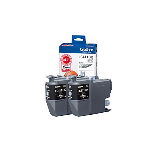 (まとめ) (純正品) BROTHER(ブラザー) LC411BK-2PK インクカートリッジ ブラック 2個パック (×3セット) |b04