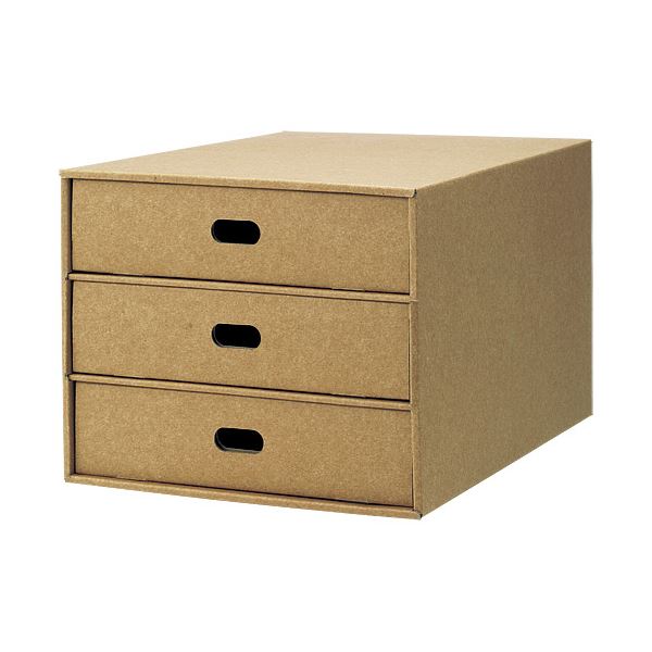 (まとめ）スマートバリュー ダンボールBOX引出式 3段 A4タテ B779J(×5セット) |b04