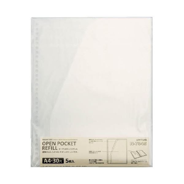(まとめ)LIHITLAB オープンポケットリフィル N-7545 A4S 5枚(×10セット) |b04
