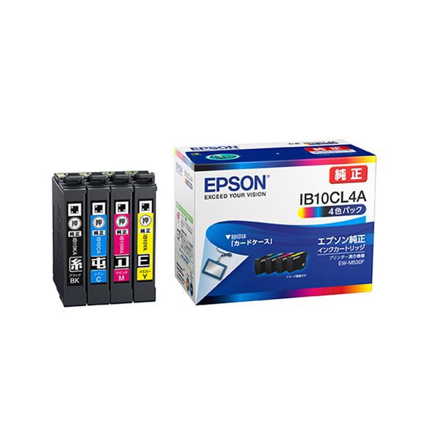 (まとめ) エプソン(EPSON) (純正) インクカートリッジ 4色パック(ブラック、シアン、マゼンタ、イエロー) IB10CL4A (×3セット) |b04