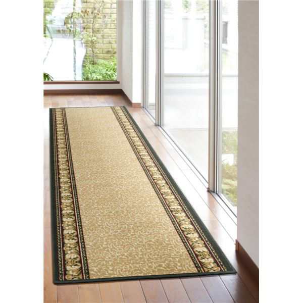 ラグマット 絨毯 約80cm×440cm ベージュ 洗える 滑りにくい 防キズ 防音 お手入れ簡単 タフトプリント リビング ダイニング |b04の通販は