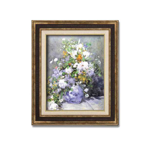 ダークブラウンアンティーク額 (額装品)世界の名画 F6 ルノワール「花瓶の花」 |b04