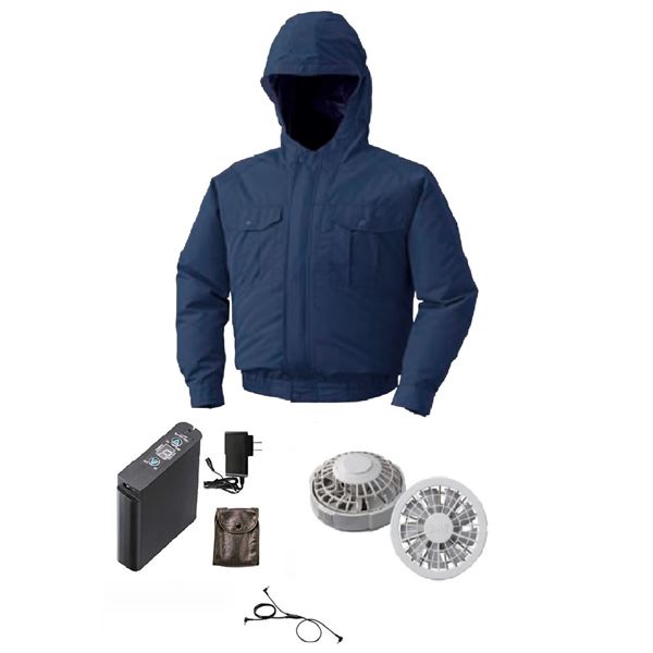 KU90800 空調服 R ポリエステル製フード付き チタン加工 FAN2200G・RD9261・LIPRO2セット ダークブルー 4L |b04の通販は