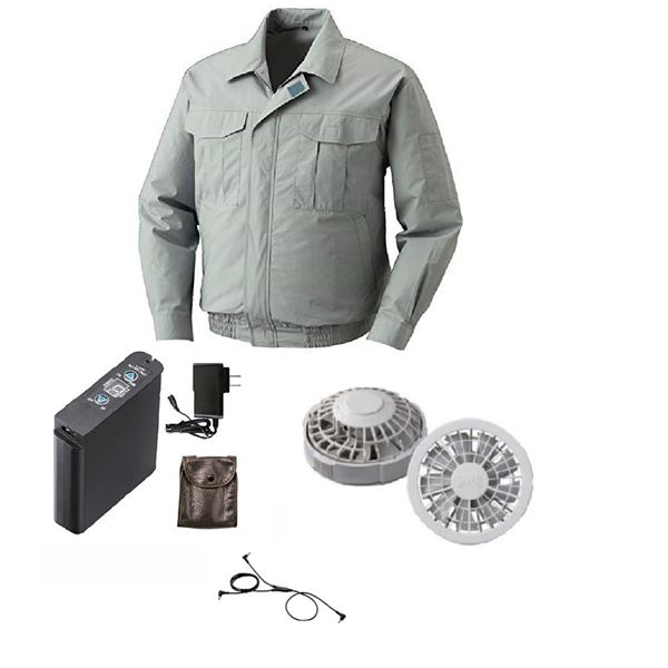 KU90540 空調服 R ポリエステル製長袖ワーク FAN2200G・RD9261・LIPRO2セット モスグリーン 5L |b04の通販は 17,342円