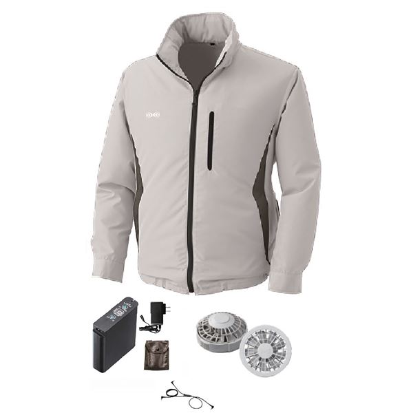 KU90520 空調服 R フード付き ポリエステル製長袖ブルゾン FAN2200G・RD9261・LIPRO2セット シルバー M |b04の通販は