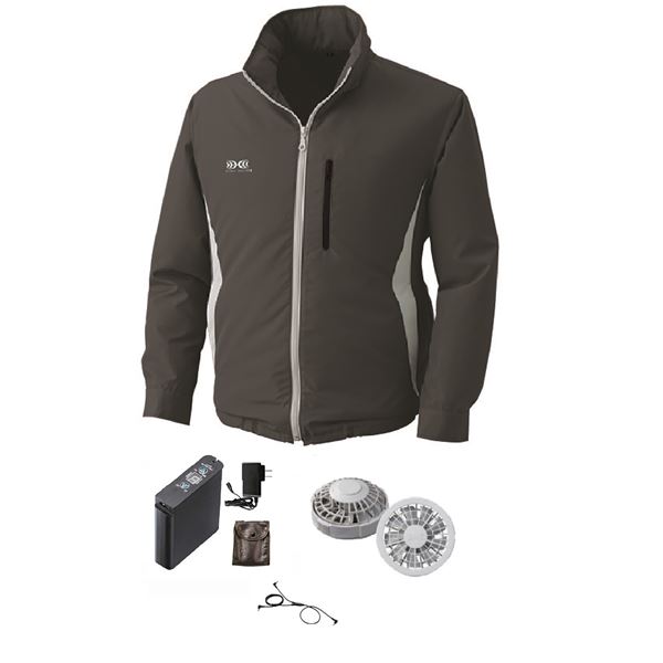 KU90520 空調服 R フード付き ポリエステル製長袖ブルゾン FAN2200G・RD9261・LIPRO2セット チャコール 5L |b04の通販は 13,516円